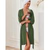 Ekouaer Robes for Women Knee Length Kimono Bathrobe Lightweight 3/4 Sleeve Sleepwear Soft Loungewear with Pockets S-XXL(Army Green)