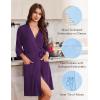Ekouaer Robes for Women Knee Length Kimono Bathrobe Lightweight 3/4 Sleeve Sleepwear Soft Loungewear with Pockets S-XXL(Deep Purple)