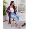 Ekouaer Robes for Women Knee Length Kimono Bathrobe Lightweight 3/4 Sleeve Sleepwear Soft Loungewear with Pockets S-XXL(Deep Purple)