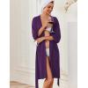 Ekouaer Robes for Women Knee Length Kimono Bathrobe Lightweight 3/4 Sleeve Sleepwear Soft Loungewear with Pockets S-XXL(Deep Purple)