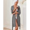 Ekouaer Robes for Women Knee Length Kimono Bathrobe Lightweight 3/4 Sleeve Sleepwear Soft Loungewear with Pockets S-XXL(Gray)