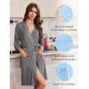 Ekouaer Robes for Women Knee Length Kimono Bathrobe Lightweight 3/4 Sleeve Sleepwear Soft Loungewear with Pockets S-XXL(Gray)