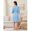 Ekouaer Robes for Women Knee Length Kimono Bathrobe Lightweight 3/4 Sleeve Sleepwear Soft Loungewear with Pockets S-XXL(Light Blue)