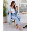Ekouaer Robes for Women Knee Length Kimono Bathrobe Lightweight 3/4 Sleeve Sleepwear Soft Loungewear with Pockets S-XXL(Light Blue)