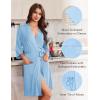 Ekouaer Robes for Women Knee Length Kimono Bathrobe Lightweight 3/4 Sleeve Sleepwear Soft Loungewear with Pockets S-XXL(Light Blue)