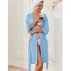 Ekouaer Robes for Women Knee Length Kimono Bathrobe Lightweight 3/4 Sleeve Sleepwear Soft Loungewear with Pockets S-XXL(Light Blue)