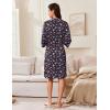 Ekouaer Robes for Women Knee Length Kimono Bathrobe Lightweight 3/4 Sleeve Sleepwear Soft Loungewear with Pockets S-XXL(Navy Blue Floral)