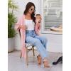 Ekouaer Robes for Women Knee Length Kimono Bathrobe Lightweight 3/4 Sleeve Sleepwear Soft Loungewear with Pockets S-XXL(Pink)