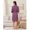 Ekouaer Robes for Women Knee Length Kimono Bathrobe Lightweight 3/4 Sleeve Sleepwear Soft Loungewear with Pockets S-XXL(Purple Red)