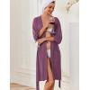 Ekouaer Robes for Women Knee Length Kimono Bathrobe Lightweight 3/4 Sleeve Sleepwear Soft Loungewear with Pockets S-XXL(Purple Red)