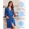 Ekouaer Robes for Women Knee Length Kimono Bathrobe Lightweight 3/4 Sleeve Sleepwear Soft Loungewear with Pockets S-XXL(Royal Blue)