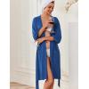 Ekouaer Robes for Women Knee Length Kimono Bathrobe Lightweight 3/4 Sleeve Sleepwear Soft Loungewear with Pockets S-XXL(Royal Blue)