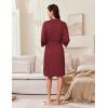 Ekouaer Robes for Women Knee Length Kimono Bathrobe Lightweight 3/4 Sleeve Sleepwear Soft Loungewear with Pockets S-XXL(Wine Red)