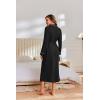 Ekouaer Robes for Women Lightweight Knit Waffle Bathrobe Full Length Kimono Casual Ladies Loungewear(Black)