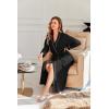 Ekouaer Robes for Women Lightweight Knit Waffle Bathrobe Full Length Kimono Casual Ladies Loungewear(Black)