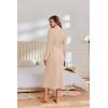 Ekouaer Robes for Women Lightweight Knit Waffle Bathrobe Full Length Kimono Casual Ladies Loungewear(Champagne)