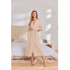 Ekouaer Robes for Women Lightweight Knit Waffle Bathrobe Full Length Kimono Casual Ladies Loungewear(Champagne)