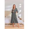 Ekouaer Robes for Women Lightweight Knit Waffle Bathrobe Full Length Kimono Casual Ladies Loungewear(Dark Grey)