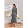 Ekouaer Robes for Women Lightweight Knit Waffle Bathrobe Full Length Kimono Casual Ladies Loungewear(Dark Grey)