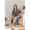 Ekouaer Robes for Women Lightweight Knit Waffle Bathrobe Full Length Kimono Casual Ladies Loungewear(Dark Grey)