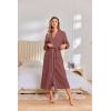 Ekouaer Robes for Women Lightweight Knit Waffle Bathrobe Full Length Kimono Casual Ladies Loungewear(Gray Purple)