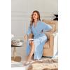 Ekouaer Robes for Women Lightweight Knit Waffle Bathrobe Full Length Kimono Casual Ladies Loungewear(Light Blue)