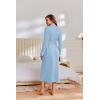 Ekouaer Robes for Women Lightweight Knit Waffle Bathrobe Full Length Kimono Casual Ladies Loungewear(Light Blue)