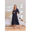 Ekouaer Robes for Women Lightweight Knit Waffle Bathrobe Full Length Kimono Casual Ladies Loungewear(Navy Blue)