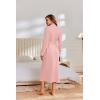 Ekouaer Robes for Women Lightweight Knit Waffle Bathrobe Full Length Kimono Casual Ladies Loungewear(Pink)