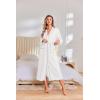 Ekouaer Robes for Women Lightweight Knit Waffle Bathrobe Full Length Kimono Casual Ladies Loungewear(White)