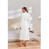 Ekouaer Robes for Women Lightweight Knit Waffle Bathrobe Full Length Kimono Casual Ladies Loungewear(White)