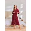 Ekouaer Robes for Women Lightweight Knit Waffle Bathrobe Full Length Kimono Casual Ladies Loungewear(Wine Red)
