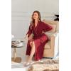 Ekouaer Robes for Women Lightweight Knit Waffle Bathrobe Full Length Kimono Casual Ladies Loungewear(Wine Red)