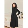 Ekouaer Robes for Women Long Sleeve Knit Kimono Bathrobe Soft Lightweight Loungewear Ladies Cotton Sleepwear(Black)