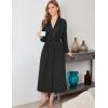 Ekouaer Robes for Women Long Sleeve Knit Kimono Bathrobe Soft Lightweight Loungewear Ladies Cotton Sleepwear(Black)