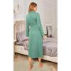 Ekouaer Robes for Women Long Sleeve Knit Kimono Bathrobe Soft Lightweight Loungewear Ladies Cotton Sleepwear(Celadon Green)