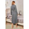 Ekouaer Robes for Women Long Sleeve Knit Kimono Bathrobe Soft Lightweight Loungewear Ladies Cotton Sleepwear(Grey)