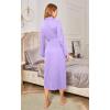 Ekouaer Robes for Women Long Sleeve Knit Kimono Bathrobe Soft Lightweight Loungewear Ladies Cotton Sleepwear(Lavender)