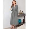 Ekouaer Robes for Women Long Sleeve Knit Kimono Bathrobe Soft Lightweight Loungewear Ladies Cotton Sleepwear(Light Grey)