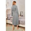 Ekouaer Robes for Women Long Sleeve Knit Kimono Bathrobe Soft Lightweight Loungewear Ladies Cotton Sleepwear(Light Grey)