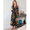 Ekouaer Robes for Women Long Sleeve Knit Kimono Bathrobe Soft Lightweight Loungewear Ladies Cotton Sleepwear(Orange Red Flowers)