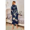 Ekouaer Robes for Women Long Sleeve Knit Kimono Bathrobe Soft Lightweight Loungewear Ladies Cotton Sleepwear(Pink Flowers)
