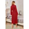 Ekouaer Robes for Women Long Sleeve Knit Kimono Bathrobe Soft Lightweight Loungewear Ladies Cotton Sleepwear(Red)