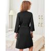 Ekouaer Robes for Women Short Knit Bathrobe Lightweight Sexy Lace Sleepwear Soft Knee Length Loungewear(A-black)
