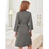 Ekouaer Robes for Women Short Knit Bathrobe Lightweight Sexy Lace Sleepwear Soft Knee Length Loungewear(A-dark Grey)
