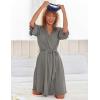 Ekouaer Robes for Women Short Knit Bathrobe Lightweight Sexy Lace Sleepwear Soft Knee Length Loungewear(A-dark Grey)