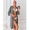 Ekouaer Robes for Women Short Knit Bathrobe Lightweight Sexy Lace Sleepwear Soft Knee Length Loungewear(A-dark Grey)