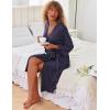 Ekouaer Robes for Women Short Knit Bathrobe Lightweight Sexy Lace Sleepwear Soft Knee Length Loungewear(A-navy Blue)