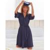 Ekouaer Robes for Women Short Knit Bathrobe Lightweight Sexy Lace Sleepwear Soft Knee Length Loungewear(A-navy Blue)