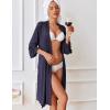Ekouaer Robes for Women Short Knit Bathrobe Lightweight Sexy Lace Sleepwear Soft Knee Length Loungewear(A-navy Blue)